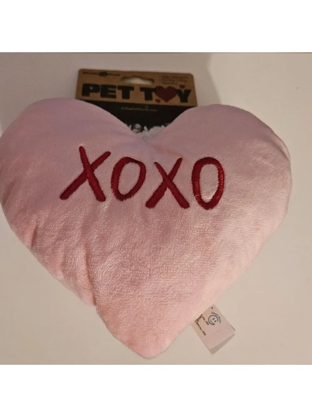 Giftable World Pink Heart Squeaker Crinkle Pet Toy 7 Inch